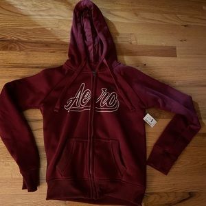 Aeropostale Burgundy Zip Up Hoodie